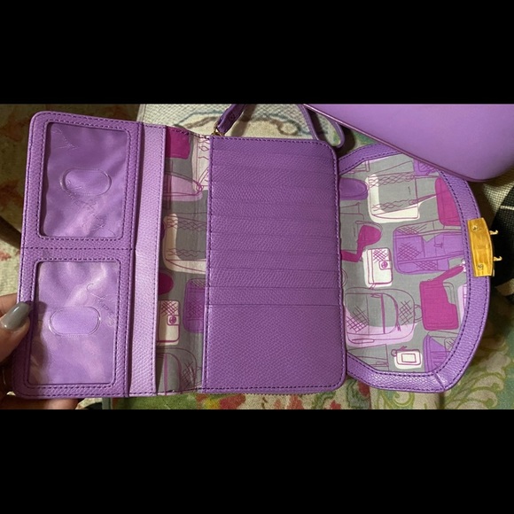 Vera Bradley Tote, Purse, Wallet Set Lavender Purple Leather Vacation Beach - Picture 4 of 9